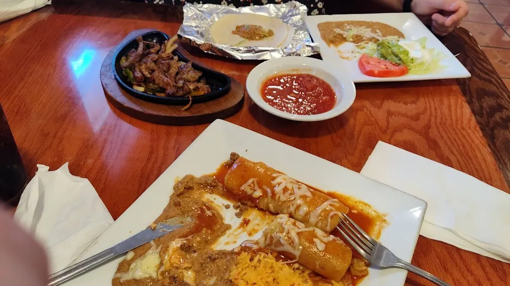 Steak Fajitas Far and Mixed Enchiladas
